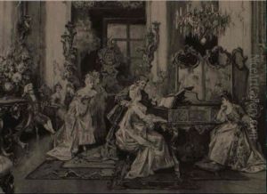 Elegant Figures In An Interior by Vicente Garcia de Paredes