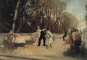 Fete Galante Au Campo De Retiro by Vicente Garcia de Paredes