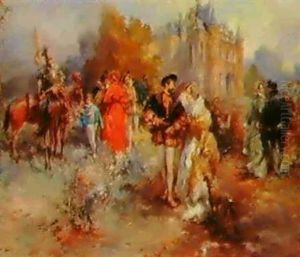 King Henri Iv And His Court Bya Castle by Vicente Garcia de Paredes