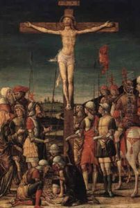 Crucifixion With Soldiers Gambling At The Foot Of The Cross by Bernardo Parentino