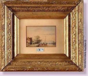 Scene Lacustre En Hollande by Joseph Bles