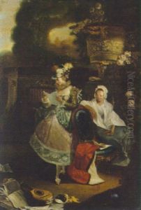 A Lady With A Procuress In A Garden by Luis Paret Y Alczar