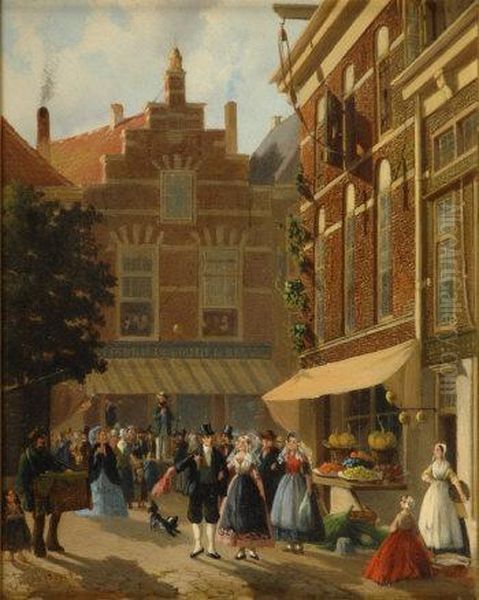 Dutch Travelling Mummers In A Town Square - view 1