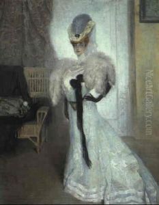 Elegant Lady Standing by Gino (Friedrich Pollak) Parin
