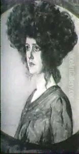 Bildnis Einer Dame Mit Schwarzem Hut by Gino (Friedrich Pollak) Parin