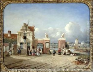 Vie Au Bord D'un Canal En Hollande by Joseph Bles
