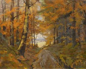 Herbstlicher Waldweg by Charles Parisod