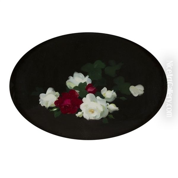 A Still Life Of Red And White Roses - view 1