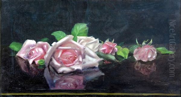 Still Life Pink Roses On A Shelf - view 1