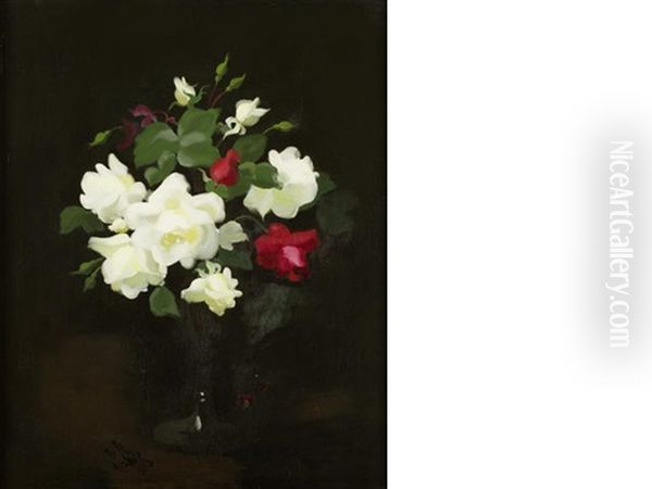 Cream And Red Roses - view 1