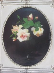 Roses In A Glass Vase by Stuart James Park