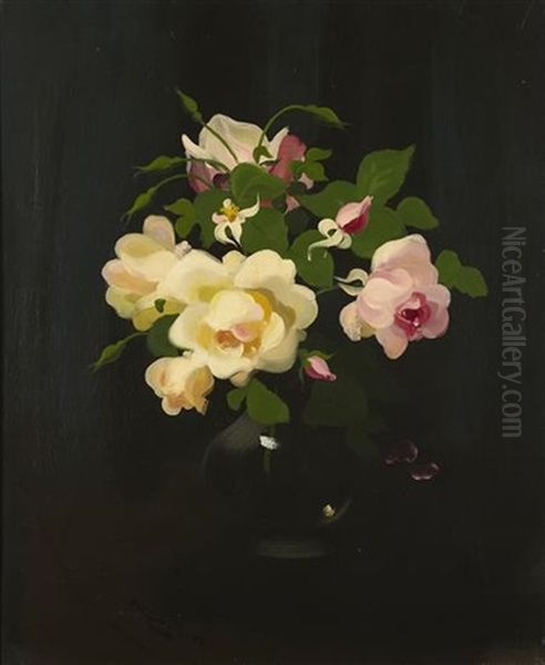 A Still Life Of Pink Roses - view 1