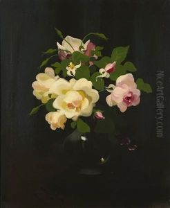 A Still Life Of Pink Roses by Stuart James Park