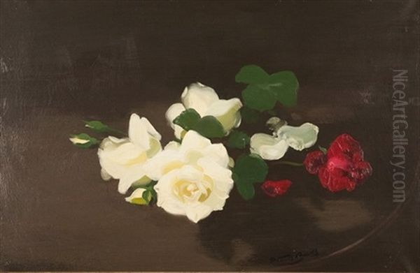 Still Life With Red And White Roses - view 1