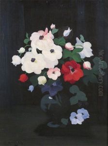 Still Life Of A Vase Of Summer Flowers by Stuart James Park