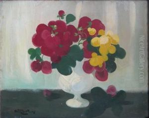 Still Life, Crimson And Yellow Blooms Still Life, Crimson And Yellow Blooms