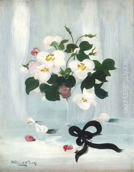 A Still Life Of White And Pink Roses - view 1