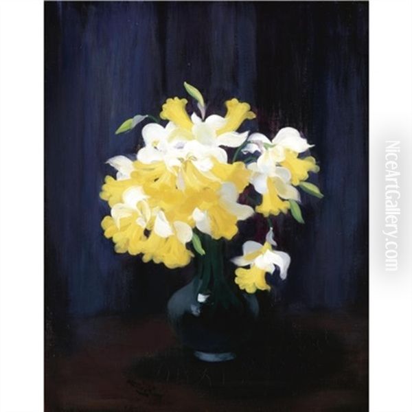 Daffodils In A Blue Vase - view 1