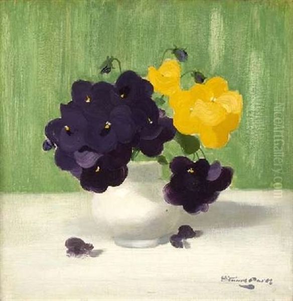 A Still Life Of Purple And Yellow Roses - view 1