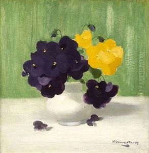 A Still Life Of Purple And Yellow Roses A Still Life Of Purple And Yellow Roses