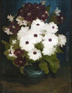 A Still Life Of Purple And White Blooms A Still Life Of Purple And White Blooms