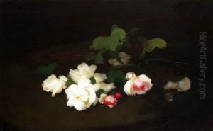 Still Life Of Yellow And Pink Roses by Stuart James Park