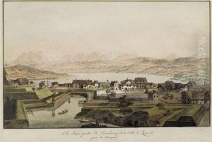 Vue D'une Partie De Fauxbourg De La Ville De Zurich Prise Du Rempart E Zurch by Johann Heinrich Bleuler I