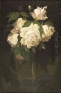 White Roses In A Fluted Vase