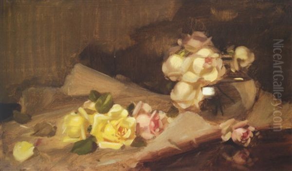 Yellow, Pink And White Roses - view 1