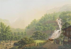 Reichenbach Near Meiringen by Johann Heinrich Bleuler I