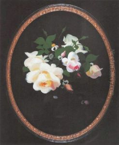 A Still Life Of Yellow And Pink Roses by Stuart James Park