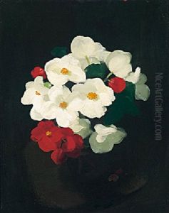 Red And White Christmas Roses by Stuart James Park