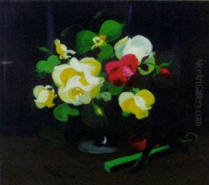 Still Life With Roses And Fan by Stuart James Park