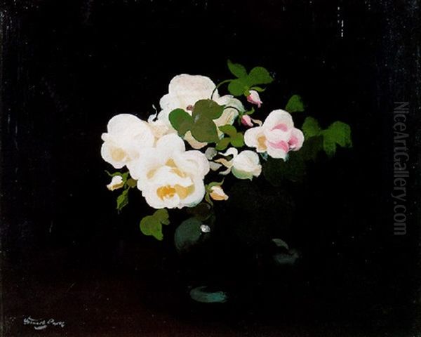 Lemon And Pink Roses In A Vase - view 1
