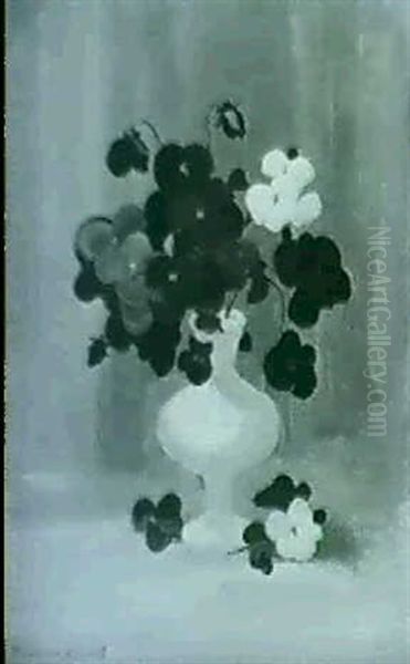Pansies In A White Vase - view 1