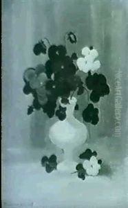 Pansies In A White Vase by Stuart James Park
