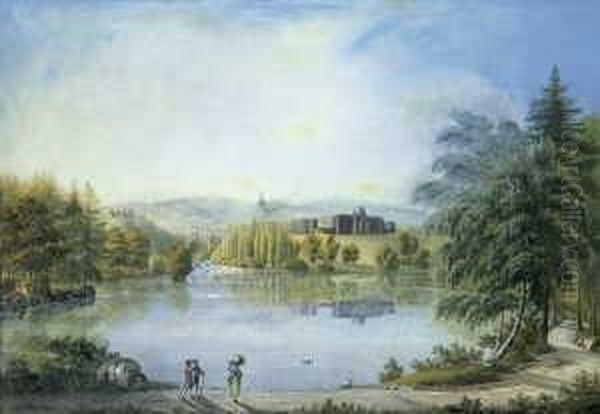 Blick Auf Schloss Wilhelmshohe Bei Kassel. Im Hintergrund Der Herkules. - view 1