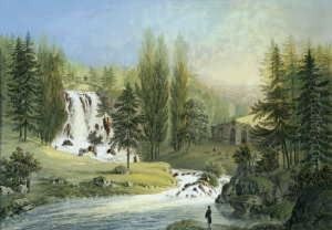Die Teufelsbrucke Im Schlosspark Wilhelmshohe Bei Kassel. by Johann Heinrich (II) Bleuler: