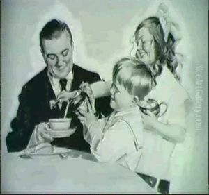 Advertisement. Family At Breakfast. Kellogg's by Cushman Parker