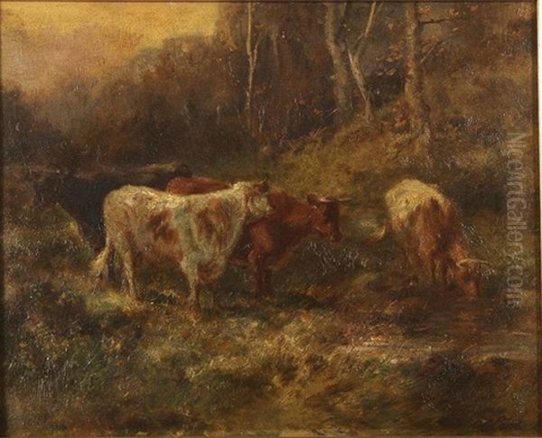 Cows At Woodland Strea - view 1