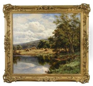 Harvest On The River Mole Near Dorking, Surrey