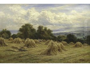 Harvest Time, Farleigh, Near Hastings by Henry H. Parker