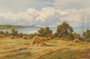 Harvest Time On The Sussex Coast by Henry H. Parker