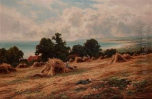 Harvesting On The Sussex Coast, Near Worthing by Henry H. Parker