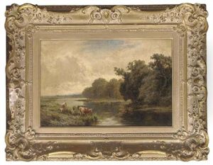 Cattle Watering On The Thames, Near Goring, Surrey