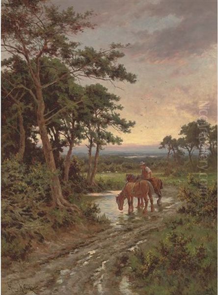 Watering The Horses, Sunset - view 1