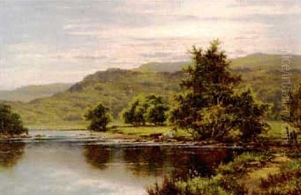 Cattle Watering On A Riverbank - view 1