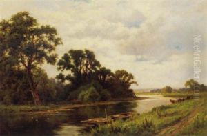 The River Lea, Broxbourne by Henry H. Parker