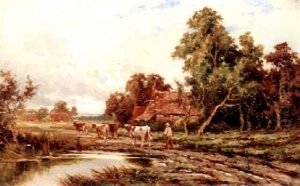 A Drover With Cattle On A Track, Farmham, Kent