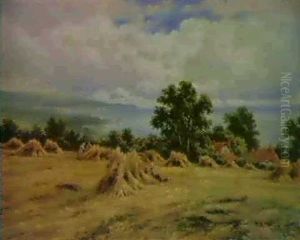 Harvest Time On The Sussex Coast Near Worthing by Henry H. Parker